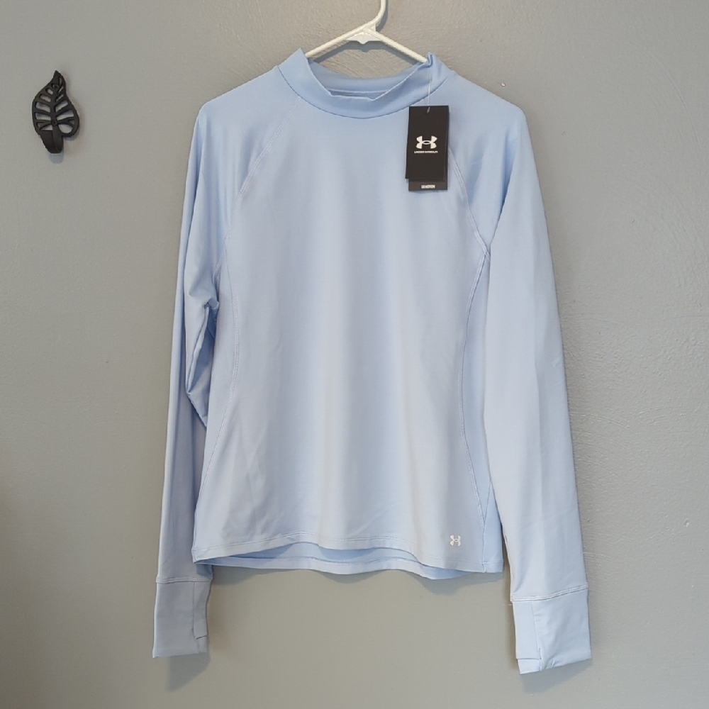 Under Armour Fitted Motion Cold Weather Mock Neck Performance Top In Sky Blue 2X